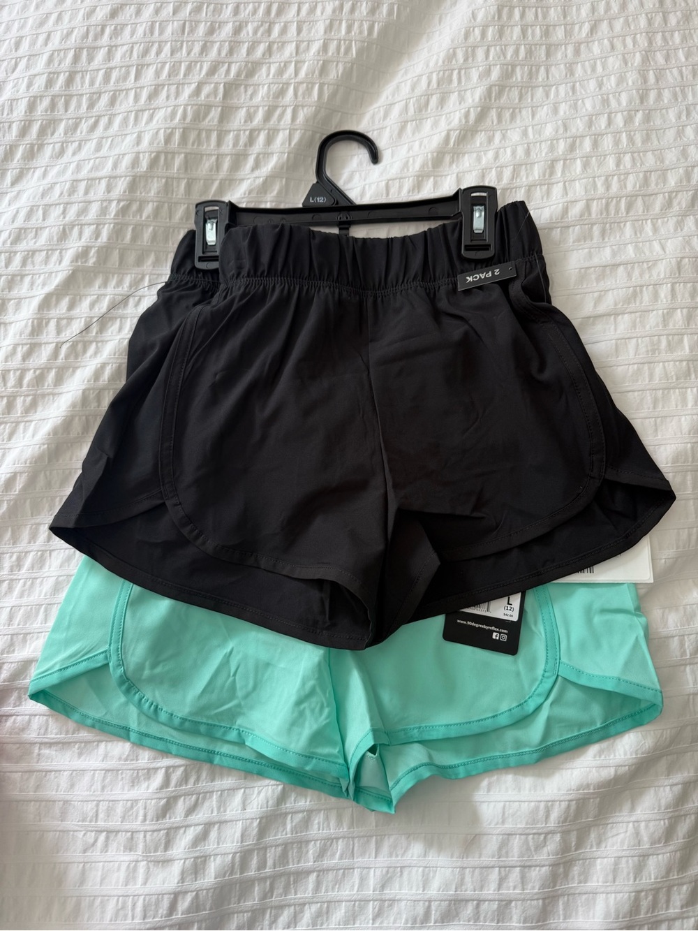 2-Pack Girl’s Running Shorts — Black & Mint
